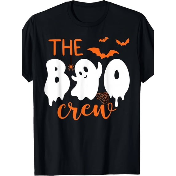 The Boo Crew Halloween Ghost Bat Spider Graphic Funny Family Group Matching Cotton Men's Women's Tee Shirt