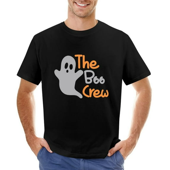The Boo Crew Happy Halloween Shirt Print Template Men’s T-Shirt 100% Cotton Casual Short Sleeve Tops Gift Tee Black 2XL