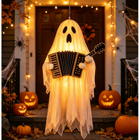 The Boo Crew Light Up Ghost Band, Battery Powered No‑Cord Glowing Ghost Band for Halloween Indoor Holiday Display