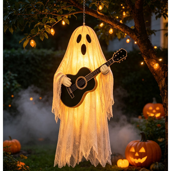 The Boo Crew Light Up Ghost Band, Soft Glow Hanging Ghost Figurines, Spooky‑Cute Halloween Home Party Decorations