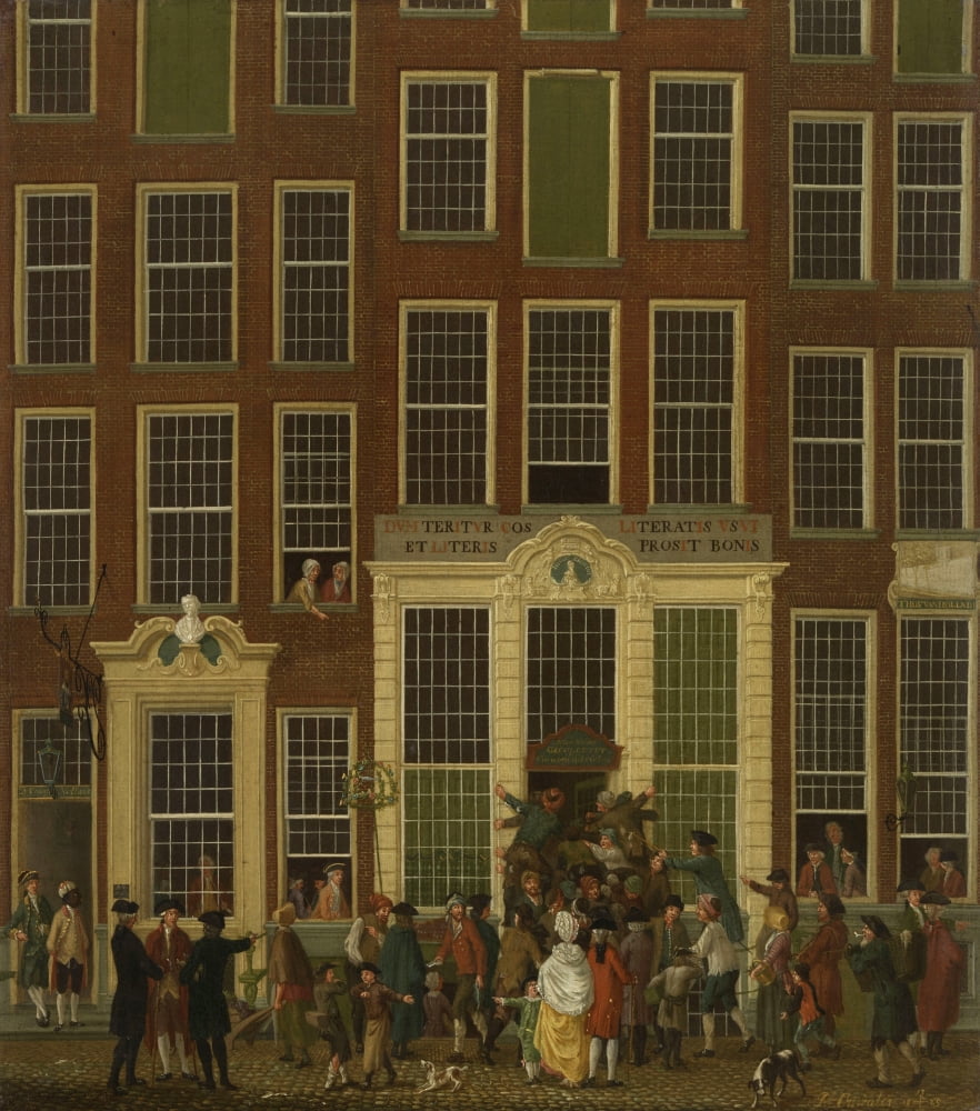 The Bookshop And Lottery Agency Of Jan De Groot In The Kalverstraat In Amsterdam Canvas Art - (24 x 36)