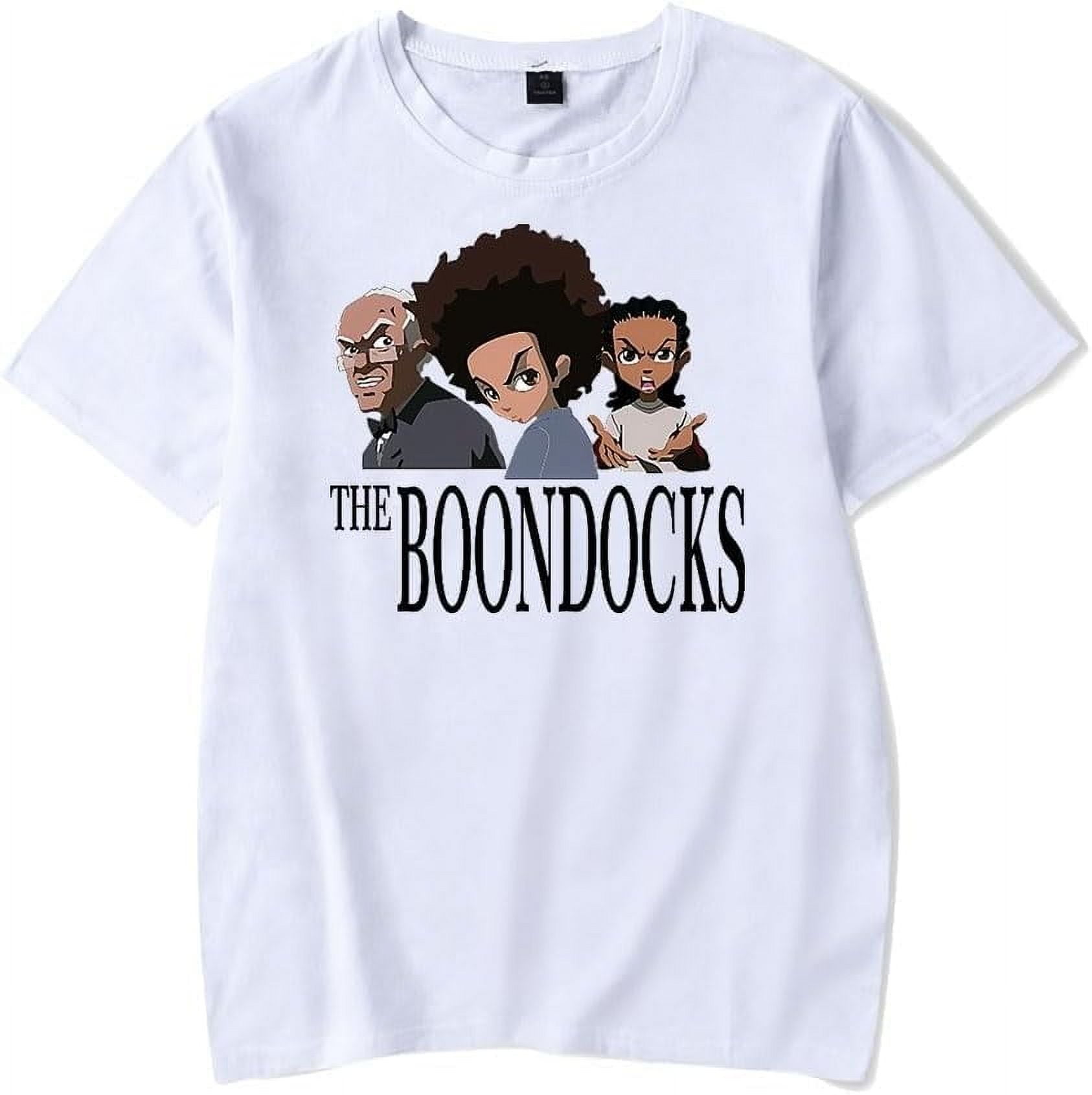 The Boondocks Anime T-shirt unisex fashion summer short sleeved round neck  shirt, image size:1686x1690