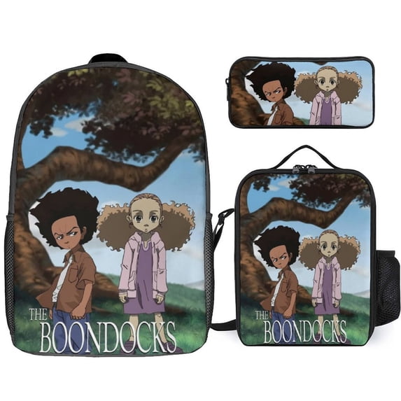 The Boondocks Backpack 3 Piece Set Bookbag Fashion Pattern School Bag Daypack Combination