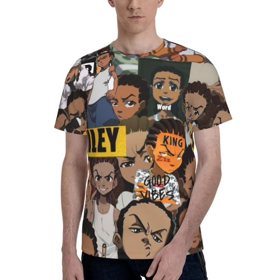 The Boondocks Men's Short-Sleeve T-Shirt Summer Casual Tee Top Breathable Crewneck T-Shirt Xx-Large