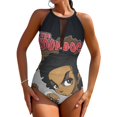 thumbnail image 1 of The Boondocks One-Piece Swimwear Sexy Mesh Monokini Swimsuit with Detachable Padding Bathing Suit Swimdress S, 1 of 7