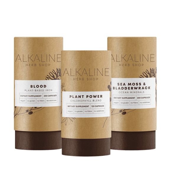 The Boost Bundle - Sea Moss & Bladderwrack Supplement, Plant Power Supplement (Chlorophyll) and Blood Supplement (Iron)