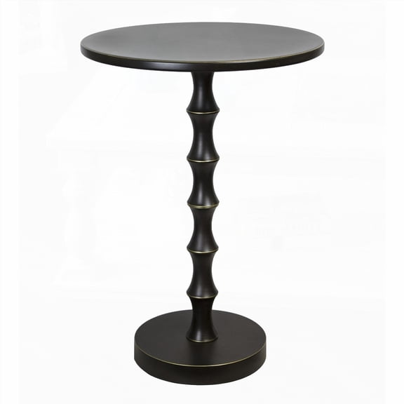 The Bora 26.75" Contemporary Metal Accent Table in Oil Rubbed Bronze with Bamboo-Inspired Leg and Flawless Top
