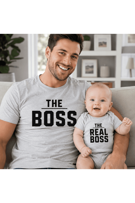 The Boss And The Real Boss Matching Shirts, Dad And Baby Matching Set, New Dad Gift, Funny Father Child Outfit