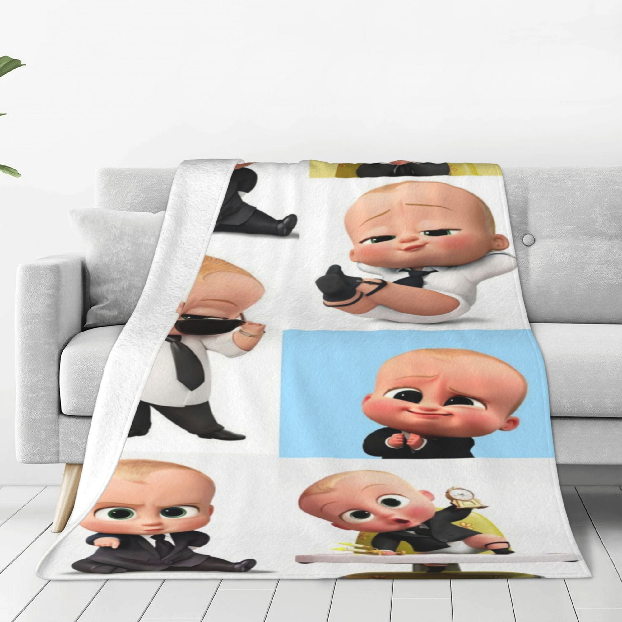 The Boss Baby Movie Blanket Halloween Throw Blankets Character Ultra Soft Fleece Flannel Blanket for Living Room Couch Bed