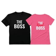 The Boss & The Real Boss Funny Matching T-Shirts - Perfect for Husband & Wife - Great Gift for Couples - Anniversary, Valentine's Day, Christmas Gifts - Black XXX-Large / Women Pink Large