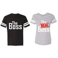 thumbnail image 1 of The Boss The Real Boss Matching Couple Cotton Jerseys (Men Black / Women Heather) (Men XL / Women XXL), 1 of 3