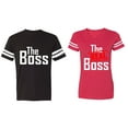thumbnail image 1 of The Boss The Real Boss Matching Couple Cotton Jerseys (Men Black / Women Red) (Men M / Women S), 1 of 3
