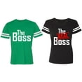 thumbnail image 1 of The Boss The Real Boss Matching Couple Cotton Jerseys (Men Green / Women Black) (Men S / Women S), 1 of 3