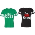 thumbnail image 1 of The Boss The Real Boss Matching Couple Cotton Jerseys (Men Green / Women Black) (Men XL / Women L), 1 of 3