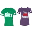 thumbnail image 1 of The Boss The Real Boss Matching Couple Cotton Jerseys (Men Green / Women Purple) (Men M / Women S), 1 of 3