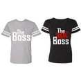 thumbnail image 1 of The Boss The Real Boss Matching Couple Cotton Jerseys (Men Heather / Women Black) (Men L / Women M), 1 of 3