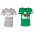 thumbnail image 1 of The Boss The Real Boss Matching Couple Cotton Jerseys (Men Heather / Women Green) (Men S / Women XL), 1 of 3