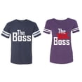 thumbnail image 1 of The Boss The Real Boss Matching Couple Cotton Jerseys (Men Navy / Women Purple) (Men XL / Women M), 1 of 3