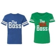 thumbnail image 1 of The Boss The Real Boss Matching Couple Cotton Jerseys (Men Royal / Women Green) (Men L / Women M), 1 of 3