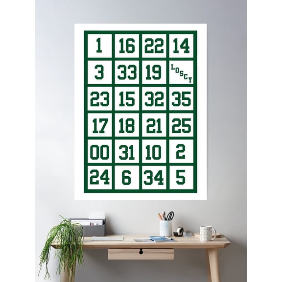 The Boston Retired Numbers Sticker And Shirt Poster Wall Art, Modern Wall Decor For Living Room Bedroom, 12x18 UNFRAMED