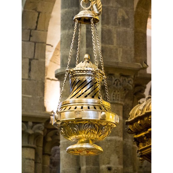 The Botafumeiro-famous silver thurible-hangs in the cathedral in Santiago de Compostela-Spain Poster Print - Julie Eggers (18 x 24)