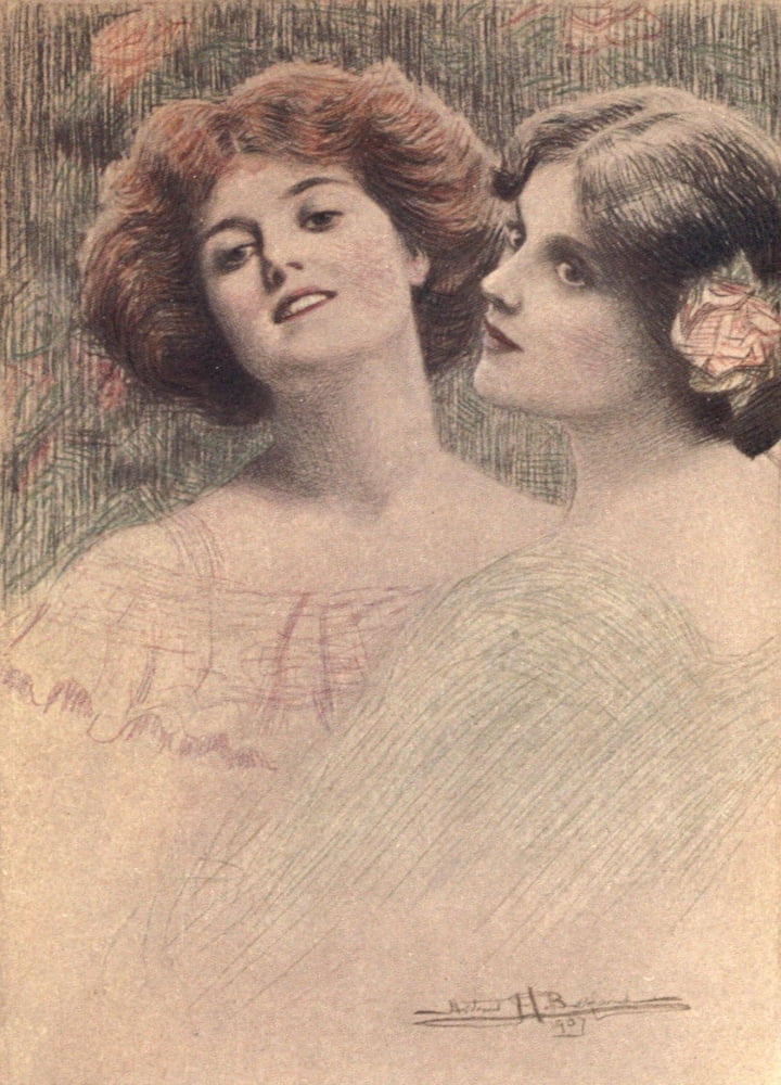 The Botor Chaperon 1907 Nell & Phyllis Canvas Art - Arthur Buckland (24 x 36)