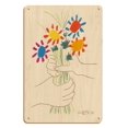 thumbnail image 1 of The Bouquet of Flowers (Le Bouquet De Fleurs) - From an Original Color Lithograph by Pablo Picasso c.1958 - 8 x 12 inch Vintage Wood Art Sign, 1 of 4