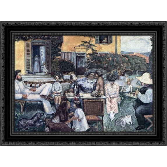 The Bourgeois Afternoon or The Terrasse Family 24x20 Black Ornate Wood Framed Canvas Art by Bonnard, Pierre