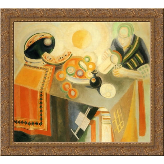 The Bowl 24x20 Gold Ornate Wood Framed Canvas Art by Robert Delaunay
