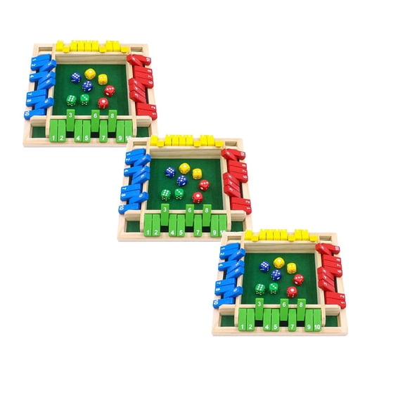 The Box Dice Game,2-4 Player Family Wooden Board Table Math Games for Adults, 8 Dices Classics Games for Classroom,Home,Party or Pub - 3pcs