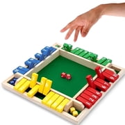 The Box Dice Game,2-4 Player Family Wooden Board Table Math Games for Adults , 8 Dices Classics Games