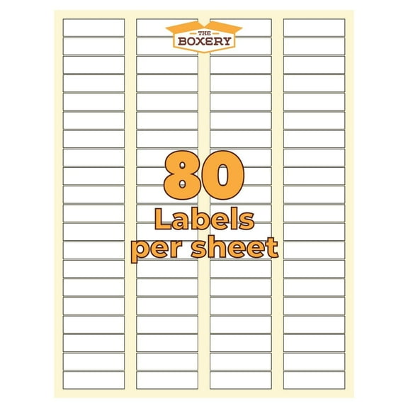 The Boxery 1.75" x 0.5" Laser/Inkjet printer labels, 80 labels per page, 80,000 count