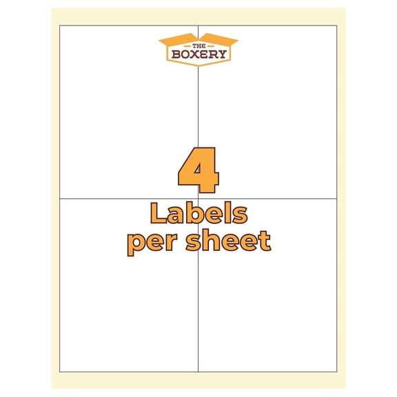 The Boxery 4" x 5" Laser/Inkjet Printer Labels, White, 4 Per Sheet, 4,000 Count
