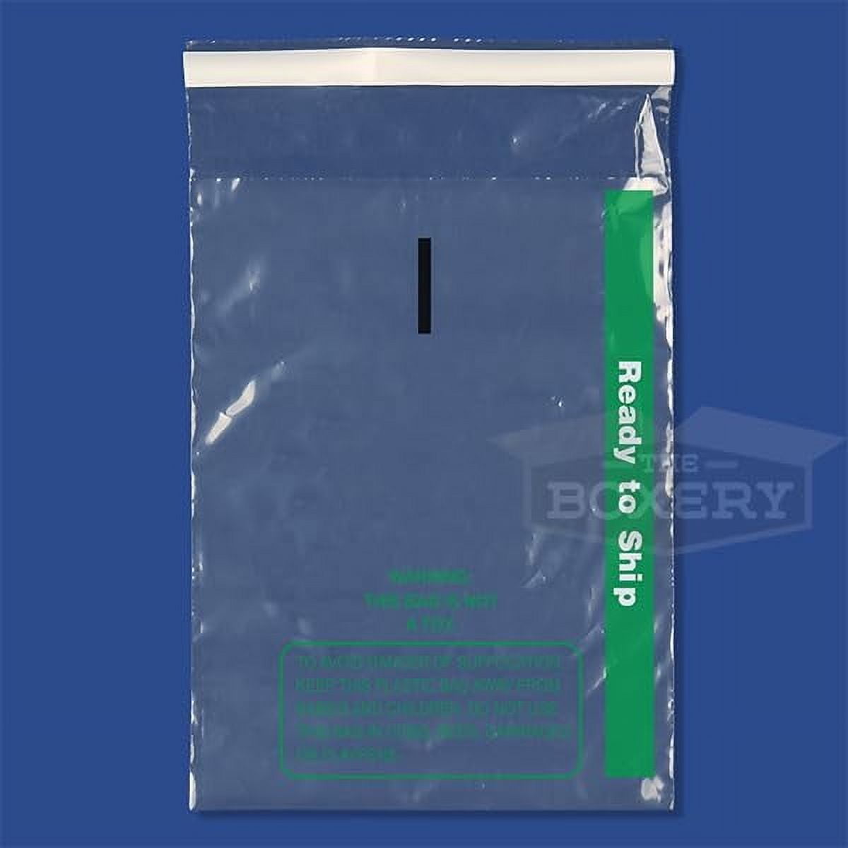 The Boxery 5x10" Self-Seal Clear 1.5Mil Poly Bags with Suffocation Warning & Ready to Ship, Permanent Adhesive - 2,000 Count