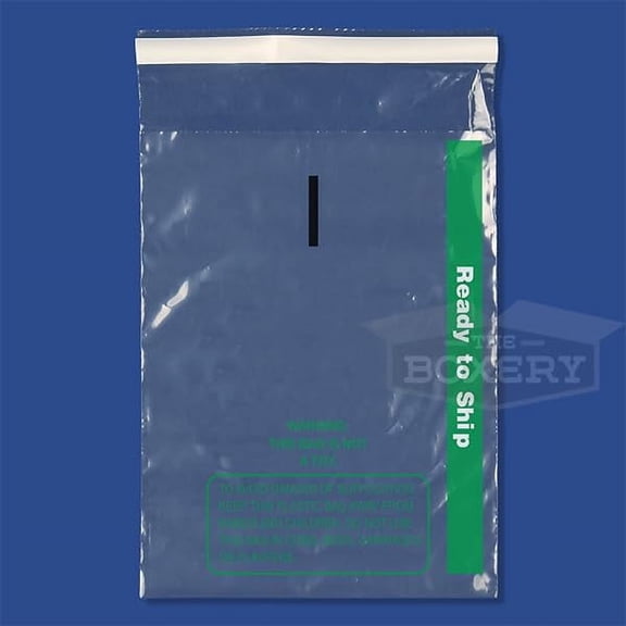 The Boxery 5x10" Self-Seal Clear 1.5Mil Poly Bags with Suffocation Warning & Ready to Ship, Permanent Adhesive - 2,000 Count