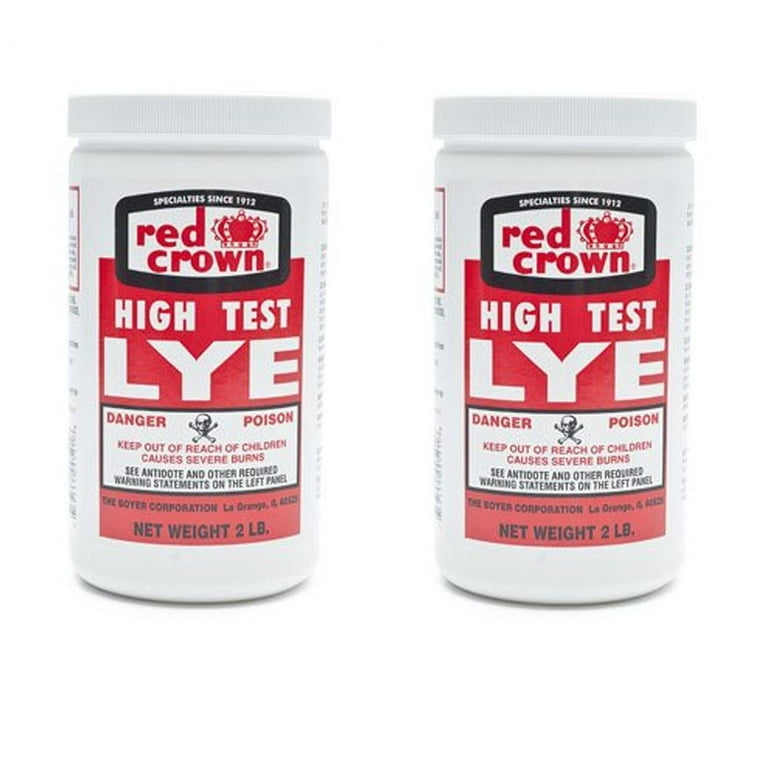 The Boyer Lye for Soap Making, Sodium Hydroxide Pure High Test Lye Food  Grade, Caustic Soda, Drain Cleaner and Clog Remover, 2 Pack (2LB Each)