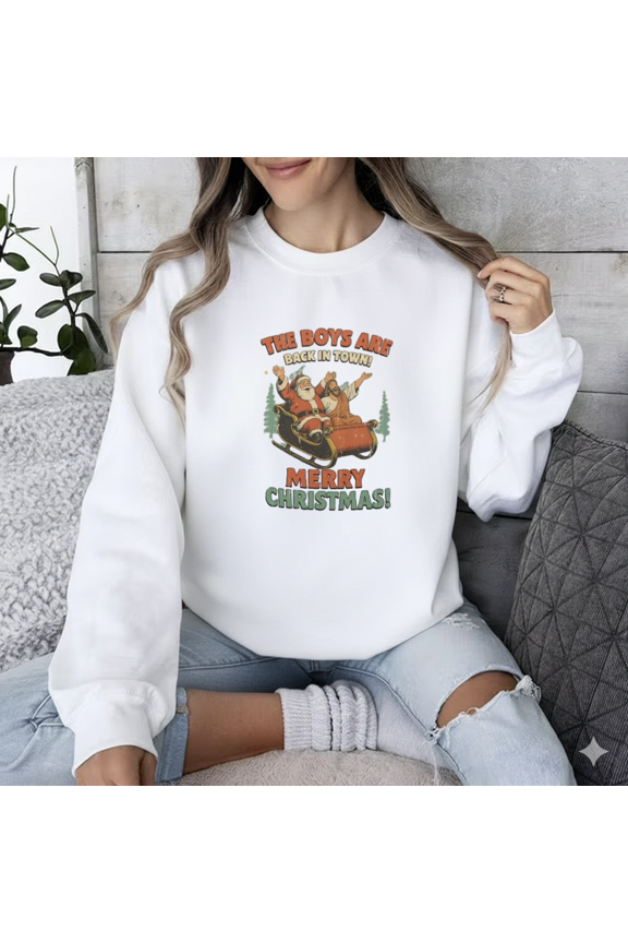 The Boys Are Back In Town Merry Christmas Winter Fun Sweatshirt, up to size 5XL