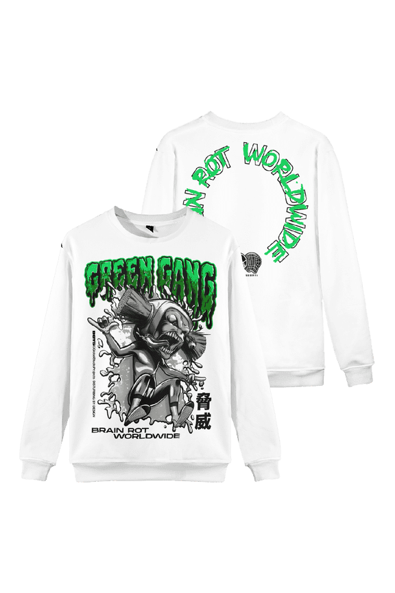The Boys Merch Green Gang Brush Head Crewneck Sweatshirt Fashion Unisex Long Sleeve Graphic Top