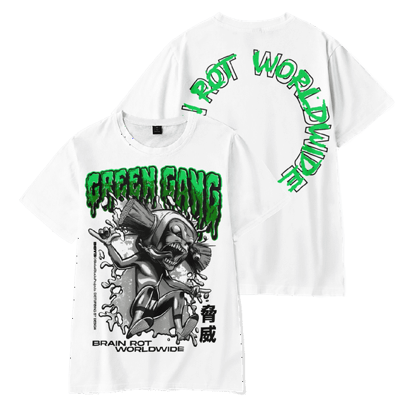 The Boys Merch Green Gang Brush Head T-shirt Fashion Unisex Short Sleeve Casual Graphic Tee