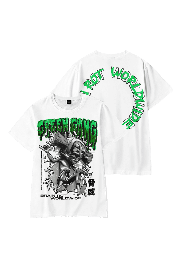 The Boys Merch Green Gang Brush Head T-shirt Fashion Unisex Short Sleeve Casual Graphic Tee