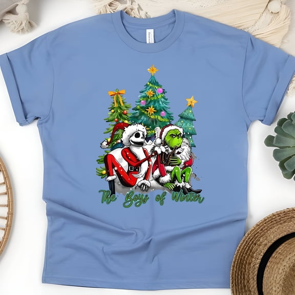 The Boys of Winter Funny Cartoon Graphic T-Shirt for Adults, CarolinaBlue, Size S