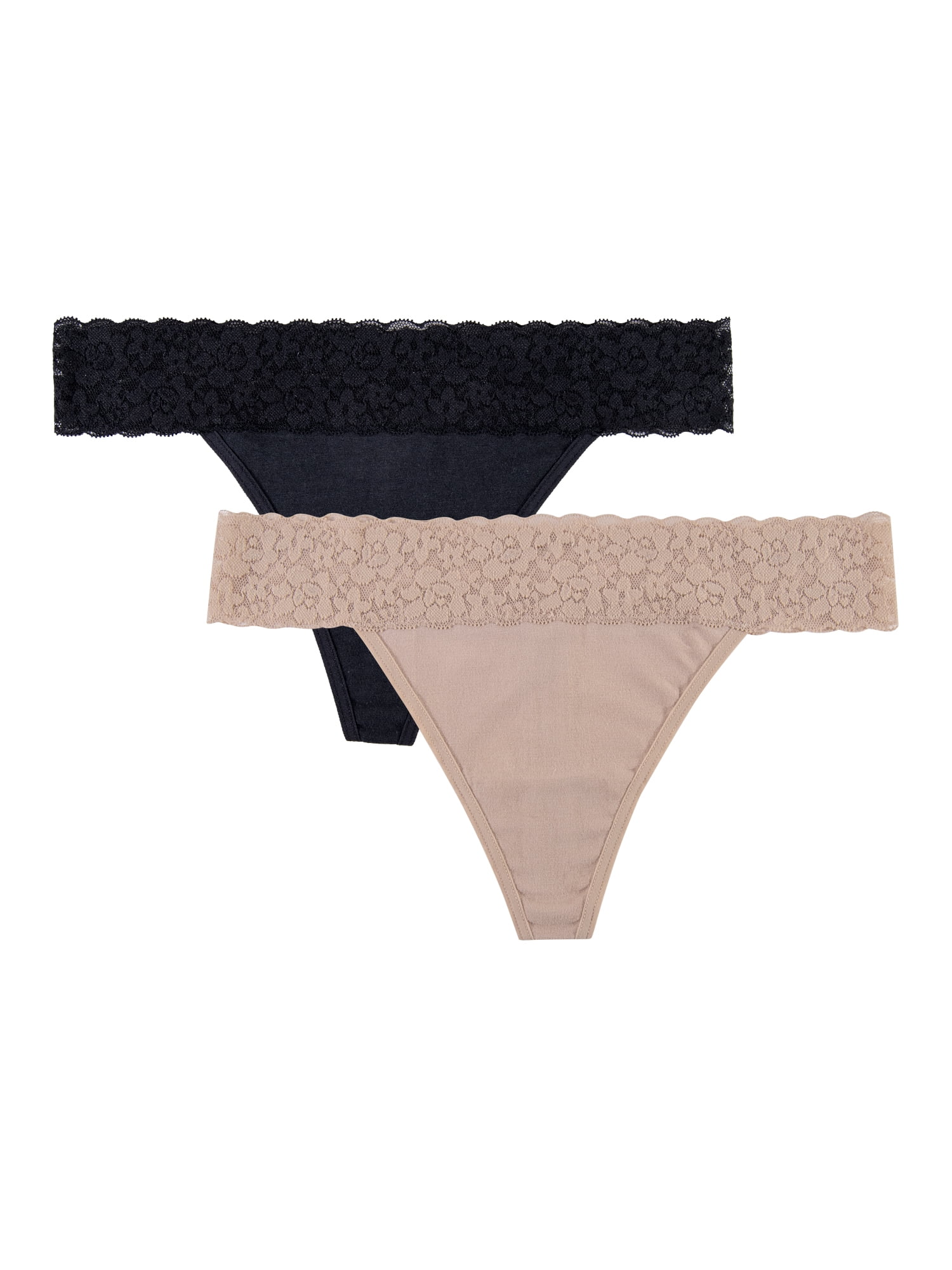 The Bra Lab Women's Thong with Lace Panties, 2-Pack 