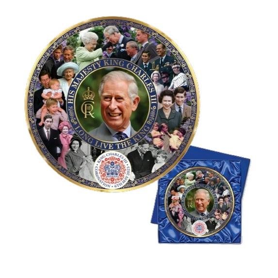 The Bradford Exchange 30.5cm Heirloom Porcelain® Plate The Coronation of His Majesty, King Charles III Limited Edition with 22K Gold Rim & Deluxe Presentation Case