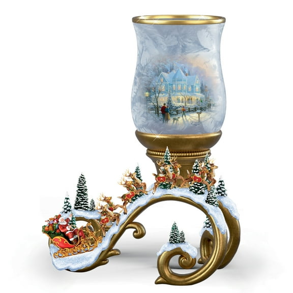 The Bradford Exchange A Holiday Gathering from Bright Holiday Memories Candleholder Christmas Decoration by Thomas Kinkade 8.5-inches