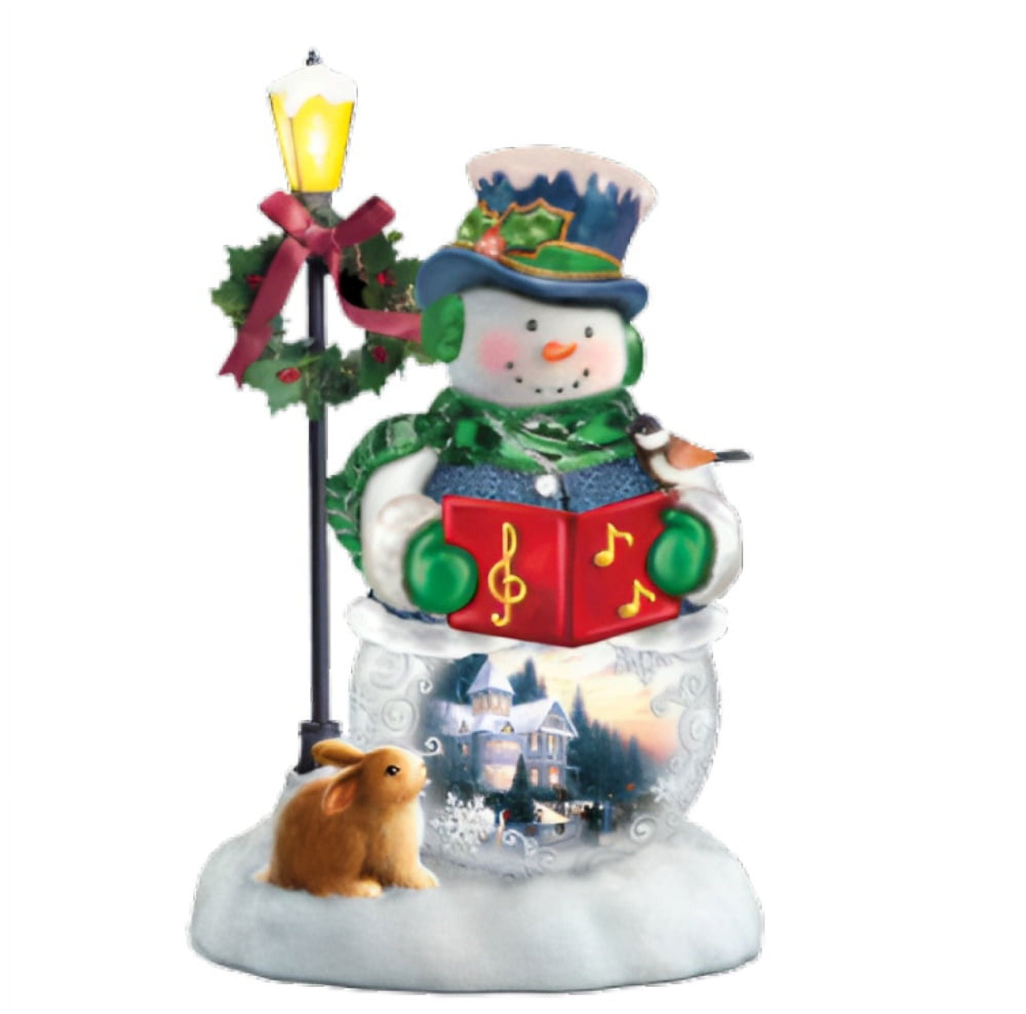 The Bradford Exchange A Merry Christmas Wish Snow Wonderful Snowman Collection Issue #2 Hand Painted Elegance With Light Music Christmas Decoration Figurine by Thomas Kinkade 7.75-inches