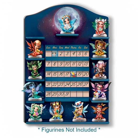 Bradford Exchange A Year of Enchantment Perpetual Wall Calendar with Numbered Tiles, Celestial blue