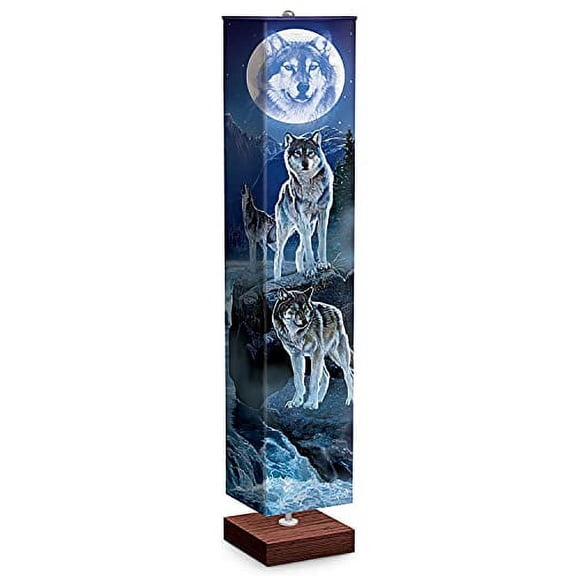 The Bradford Exchange Al Agnew Mystic Moonlight Wolf Art Floor Lamp with Foot Pedal Switch