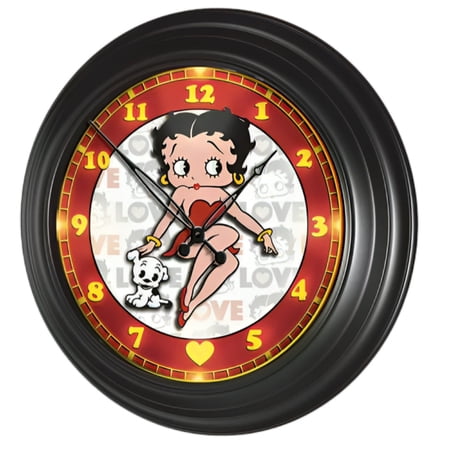 The Bradford Exchange Betty Boop LED Night Illuminated Atomic Clock with Weather-Resistant Metal Housing Officially Licensed Design 14-Inches