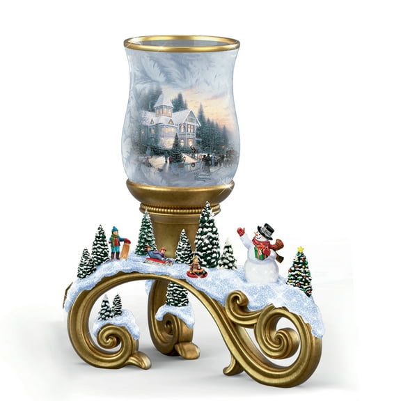 The Bradford Exchange Bright Holiday Memories Candleholder Issue #3 Lighted Flameless Candle Christmas Decoration by Thomas Kinkade 6.75-inches