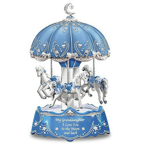 The Bradford Exchange Carousel I Love You to the Moon and Back with Sentiment for Granddaughter Lights Up Music Box 8-inches